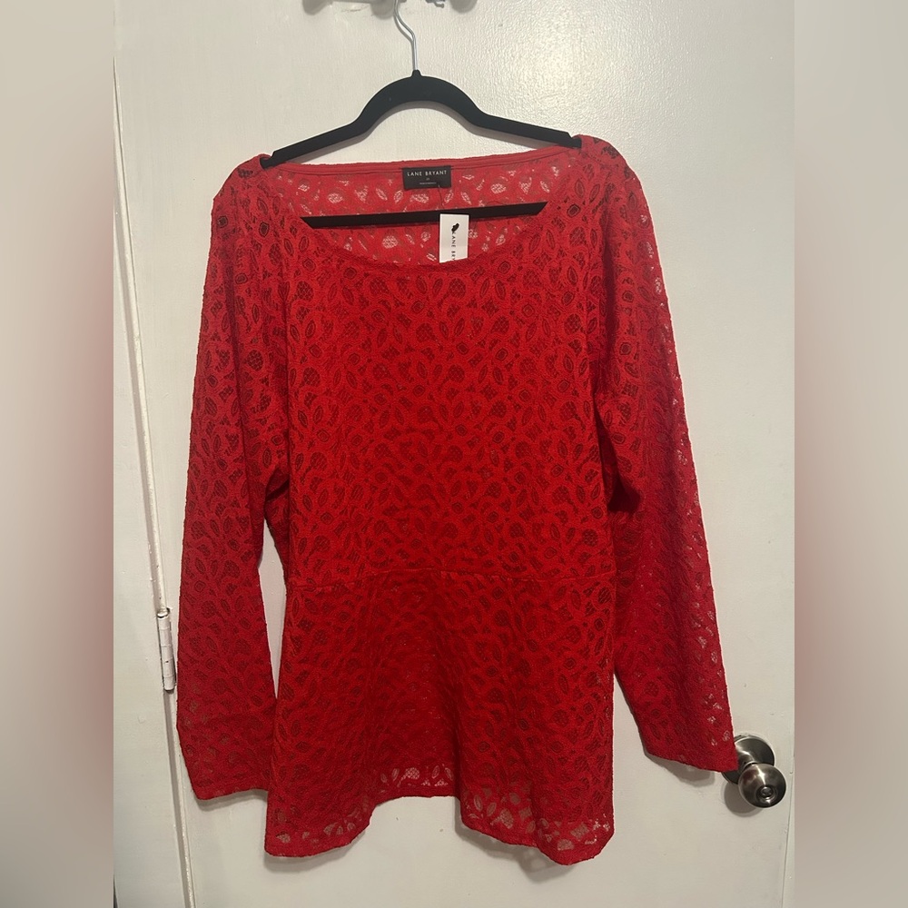 Lane Bryant Red Lace Blouse